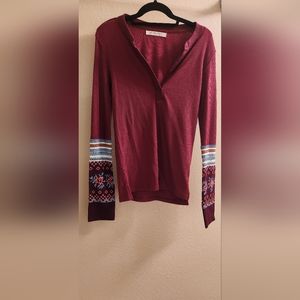 Free people thermal long sleeve top medium in Wine